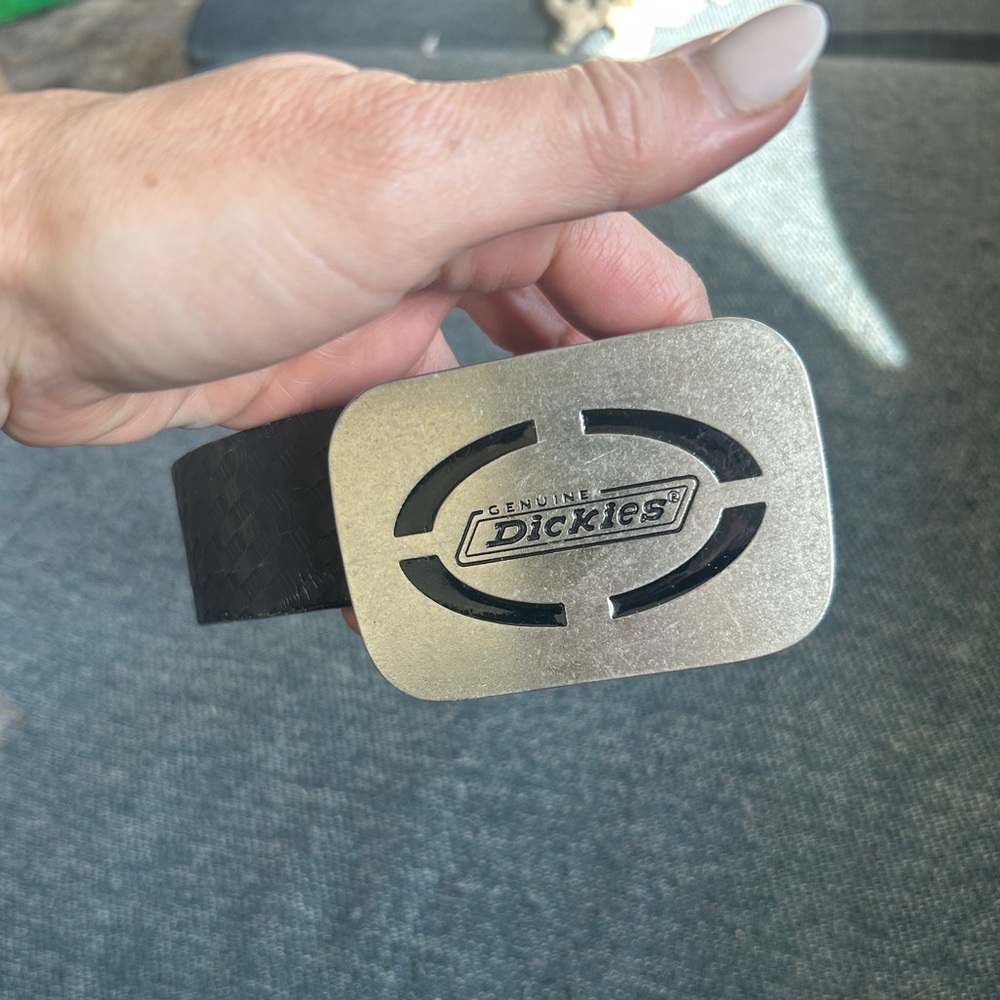 Vintage Genuine Dickies metal logo belt buckle